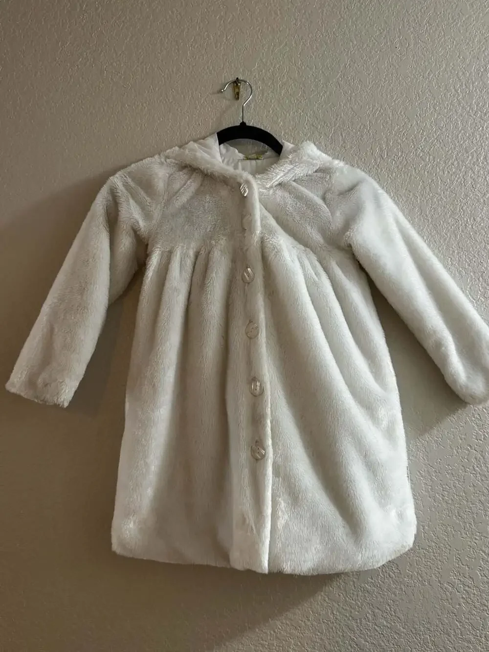 Le Top Girls White Faux Fur Hooded Winter Coat Jacket Size 6